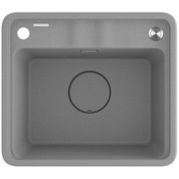 Deante Мойка кухонная Momi, гранит, квадрат, без крыла, 500х440х230мм, чаша - 1, врезная, серый + кухонная доска (ZKM_S103)