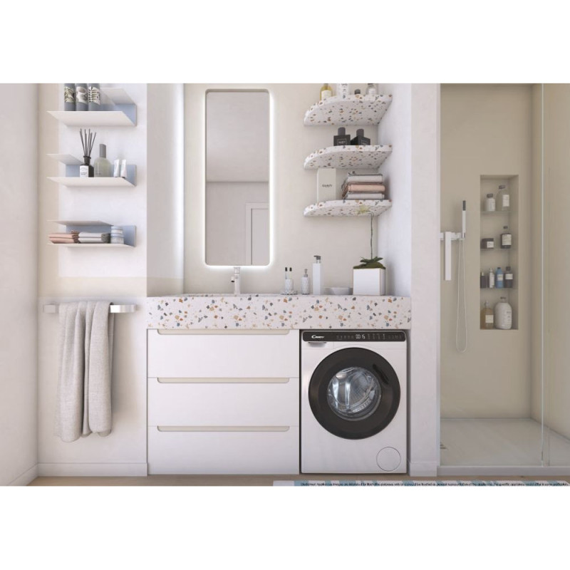 Candy WM front load, 5kg, 1200, A+++, 44m, display, invertor, black door, height 70 cm, white (CW50-BP12307-S)