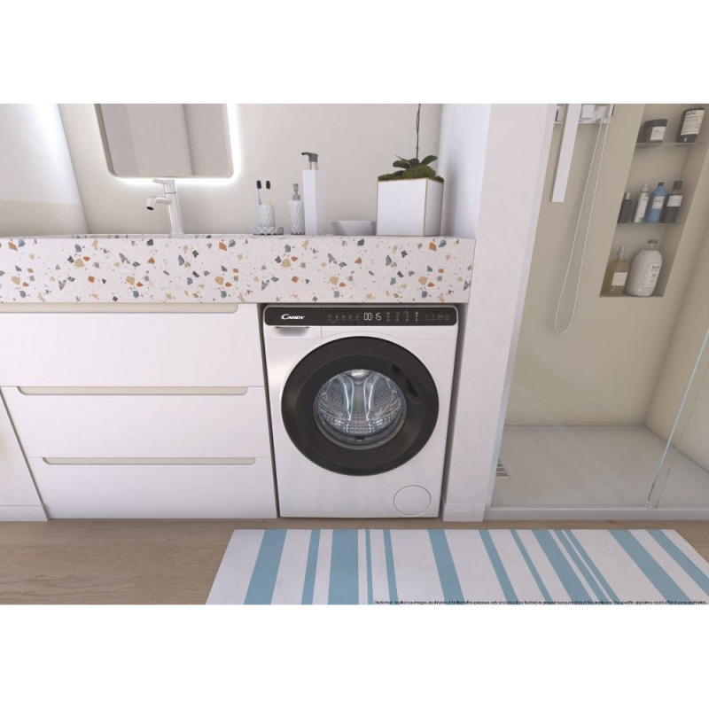 Candy WM front load, 5kg, 1200, A+++, 44m, display, invertor, black door, height 70 cm, white (CW50-BP12307-S)