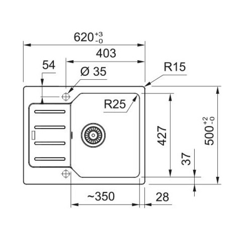 Franke Kitchen sink City, fragranite, rectang., with drainboard, 620х500х190mm, bowl - 1, built-in, swivel, UCG 611-62, gray stone (114.0701.826)