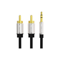 Кабель мультимедийный 3.5mm M to 2xRCA M 1.0m black Vention (BCFBF)