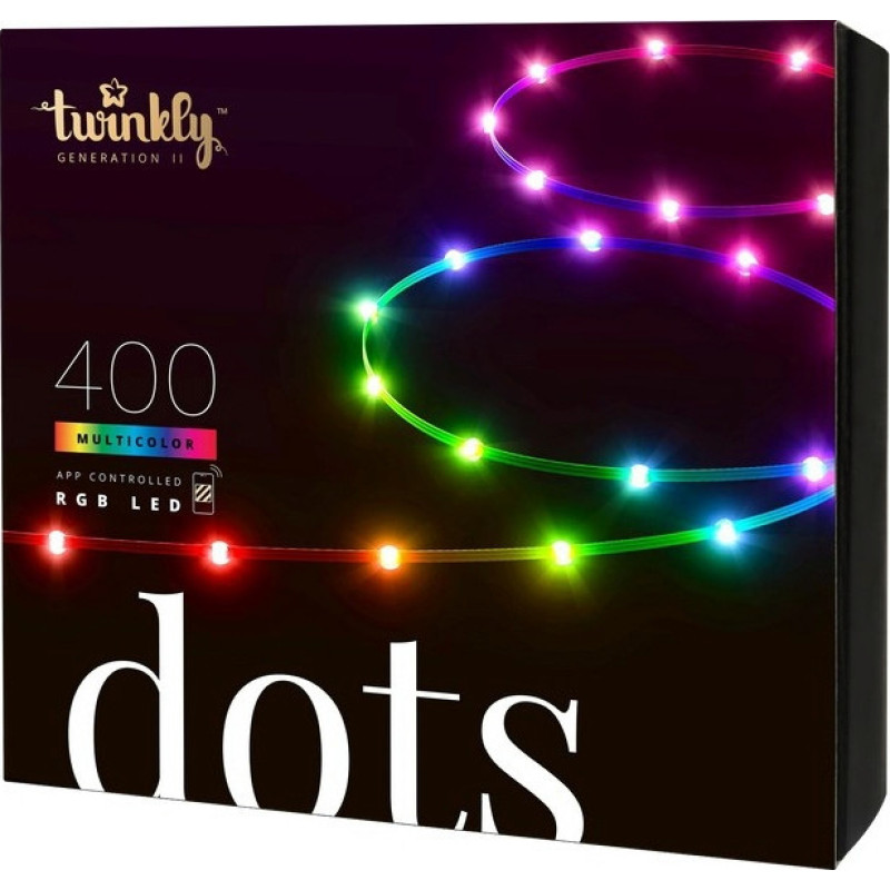 Twinkly Гірлянда Smart LED Twinkly Dots Lights RGB 400 IP44 20м кабель чорний (TWD400STP-BEU)