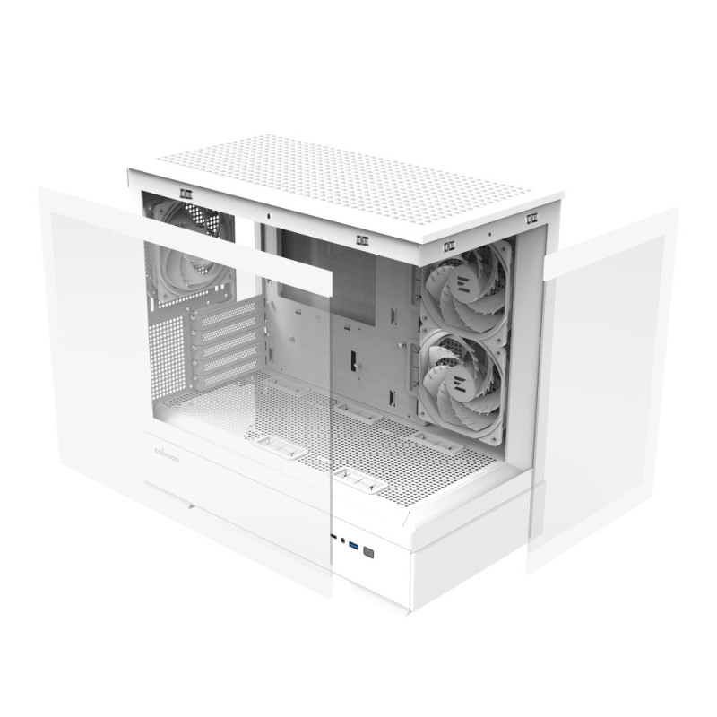 Zalman Computer case P30 White V2, without PSU, 1xUSB3.0, 1хUSB Type-C, 3x120mm ARGB, TG Front/Side Panel, mATX, White (P30WHITEV2)