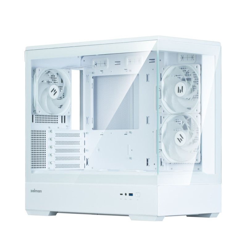 Zalman Computer case P30 White V2, without PSU, 1xUSB3.0, 1хUSB Type-C, 3x120mm ARGB, TG Front/Side Panel, mATX, White (P30WHITEV2)