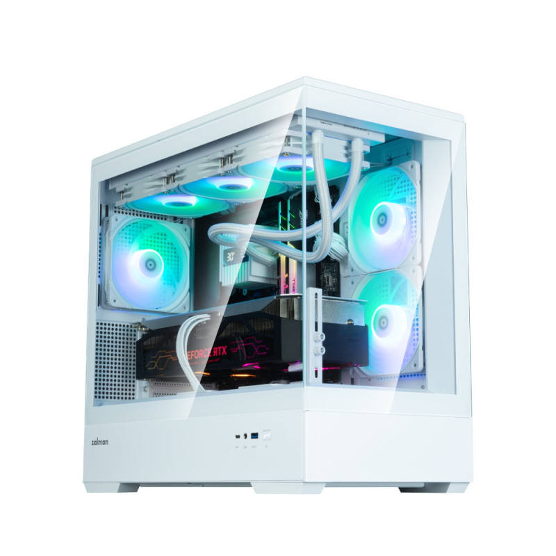 Zalman Computer case P30 White V2, without PSU, 1xUSB3.0, 1хUSB Type-C, 3x120mm ARGB, TG Front/Side Panel, mATX, White (P30WHITEV2)