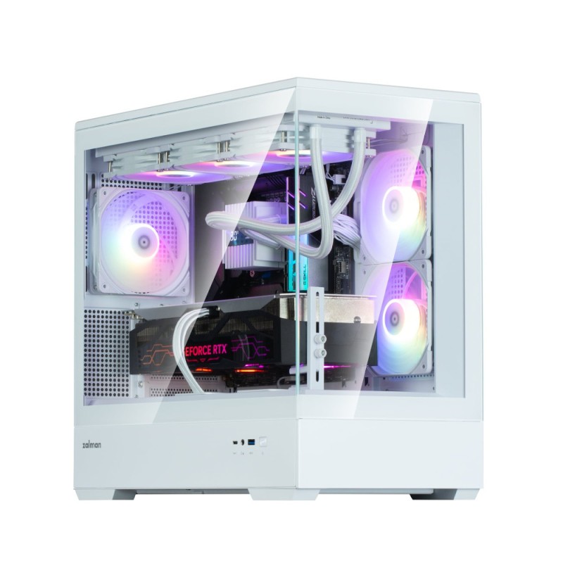 Zalman Computer case P30 White V2, without PSU, 1xUSB3.0, 1хUSB Type-C, 3x120mm ARGB, TG Front/Side Panel, mATX, White (P30WHITEV2)