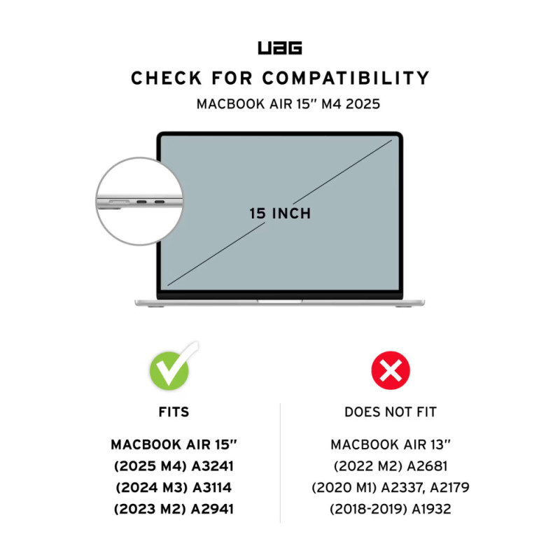 UAG Чохол UAG для MacBook Air 15"(2023-2025), Essential Armor, Ice (134010114343)