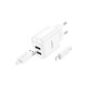 Зарядное устройство HOCO C141A 2xUSB + cable USB to Lightning white (6942007627870)