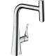 Hansgrohe sink tap Metris Select, spout lenght - 222mm, swivel, pull-out, button + handle, chrome (14857000)