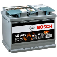 Bosch Акумулятор S5 AGM 12В 60А·год 680А R+ (0 092 S5A 050) (0092S5A050)