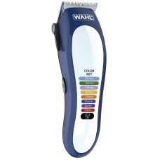 Moser WAHL hair clipper Color Pro Lithium, network, vibration motor, nozzles-10, steel, case, white-blue (79600-3716)