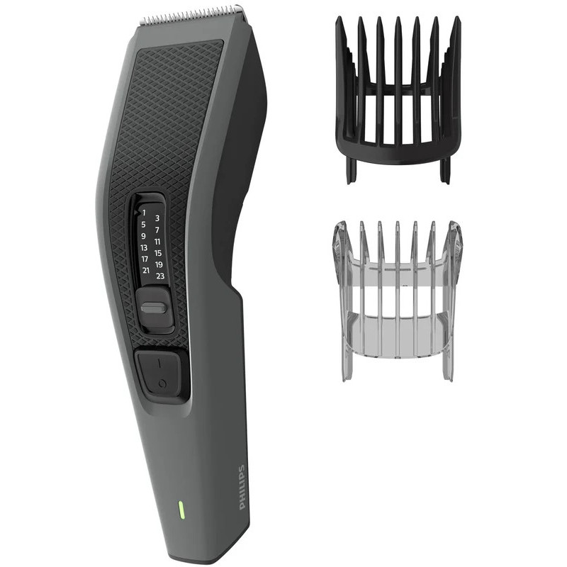 Philips Машинка для стрижки Series 3000, акум., роторный мотор, насадок-2, сталь, чорно-серый (HC3525/15)