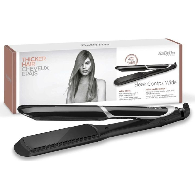 BaByliss Hair straightener, temp. modes-5, 140-235С, ionization, ceramics, tourmaline, black (ST397E)