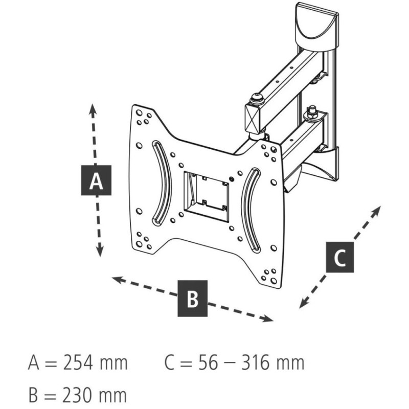 HAMA Крепление ТВ наклонно-поворотное TV-WB, AR-2, 19-48", черный (00118101)