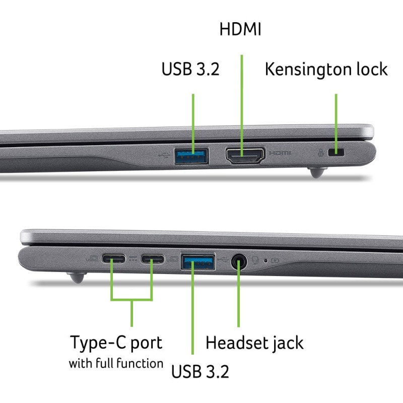 Acer Ноутбук Acer Chromebook Plus CB516-1H 16" WUXGA IPS, Intel i5-1334U, 16GB, F512GB, UMA, ChromeOS, сірий (NX.JCLEU.003)