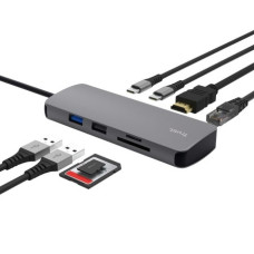 Trust Адаптер Trust Dalyx 8in1 USB-C> 1xUSB-А 3.2/USB-A 2.0/2xUSB-С/HDMI/Ehernet/SD/microSD, Алюміній, 0.15м, Сірий (25672_TRUST)