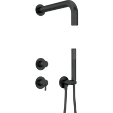 Deante Shower set Silia with mixer, shower head, hand shower, handle - concealed, black (NQS_N9XK)