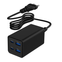 Зарядное устройство Gembird 2xUSB-C PD65W + 2xUSB QC3.0 30W black (TA-UC-2A2C-PD65-01-BK)
