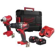 Milwaukee set of two M18 BLPP2A3-502X cordless tools 18V screwdriver-drill M18 BLPD2 helicopter impact M18 BLIDR battery M18 2x5A h ZP M12-18FC case (4933492844)