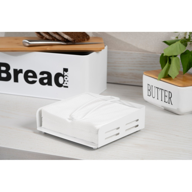 ARDESTO Napkin holder Midori 18х18х6.5cm, metal, white (AR0906W)