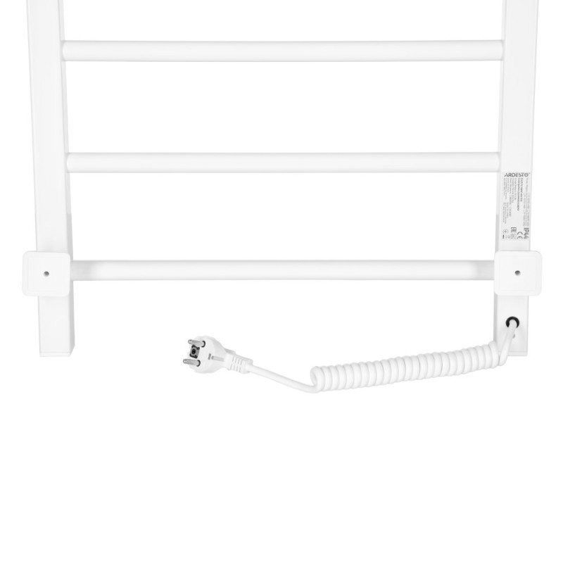 ARDESTO electric towel warmer SMART, 480x800mm, timer-regulator, steel, left connection, white (12-166153-4880)