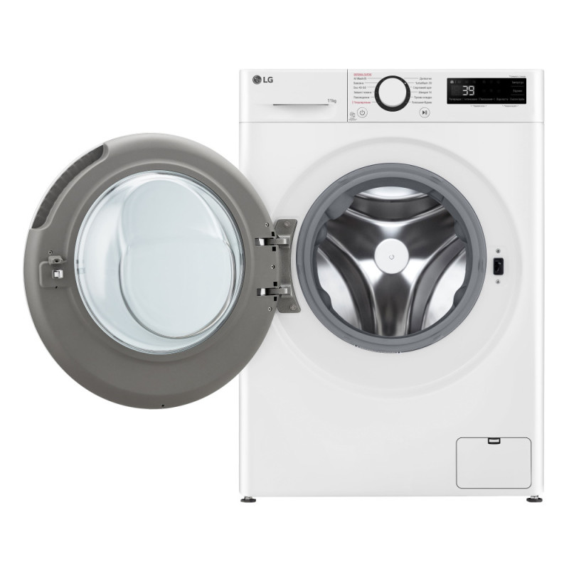 LG Пральна машина фронтальна, 11кг, 1400, A, 57см, дисплей, пара, інвертор, білий (F4Y5ES0W)