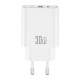 Зарядное устройство XO 1xUSB 22.5W + 1xUSB-C PD30W white (CE42.white)