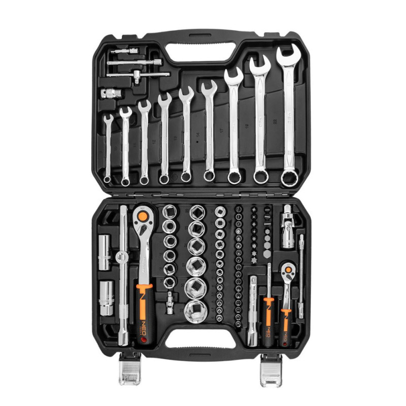 Neo Tools Tool set, 82pcs, 1/2 , 1/4 , CrV, case (10-059)