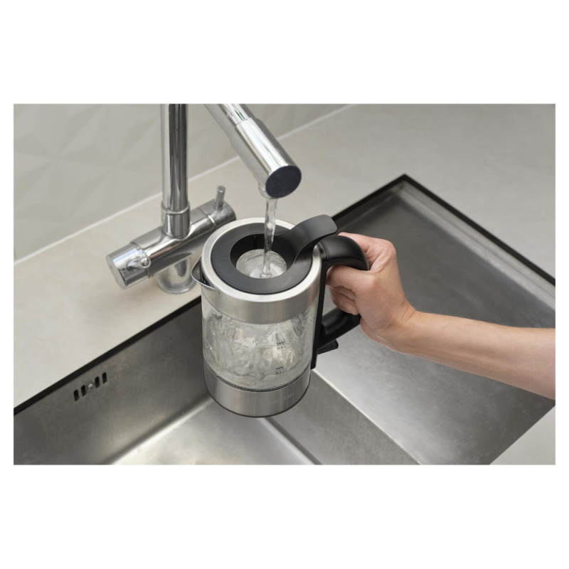 Sencor Електрочайник Sencor 0.5л, Strix, пластик, в комплекті 2 склянки + 2 ложки, скло, нерж. сталь (SWK160SS)