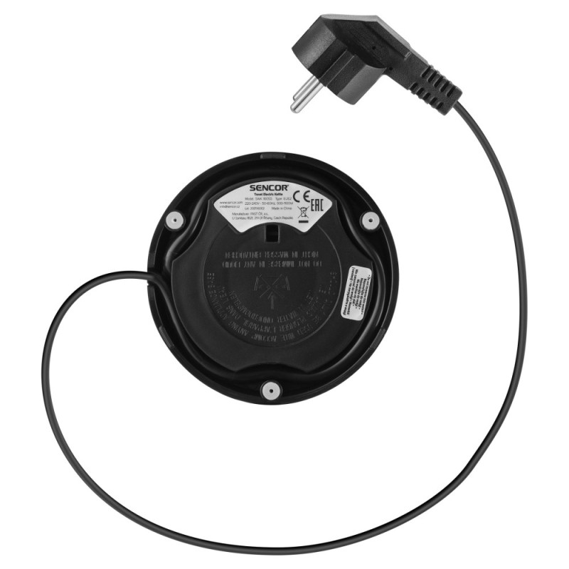 Sencor Електрочайник Sencor 0.5л, Strix, пластик, в комплекті 2 склянки + 2 ложки, скло, нерж. сталь (SWK160SS)