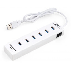 Концентратор Vinga 6xUSB2.0 + card-reader with switch 0.8m (VCP2H6USBCRSWWH)
