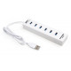 Концентратор Vinga 6xUSB2.0 + card-reader with switch 0.8m (VCP2H6USBCRSWWH)