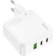 Зарядное устройство HOCO C115A Header 2xUSB-C PD65W + 1xUSB QC3.0 GaN White (6931474798312)