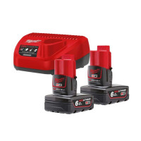 Milwaukee Набор аккумулятора и зарядного устройства NRG-602 12В 2х6Ач Redlithium M12, ЗП С12C (4933451903)