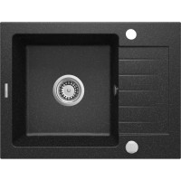 Deante Kitchen sink granite, rectang., with drainboard, 580х440х164mm, bowl - 1, over-mounted, , graphite (ZQZ_211A)