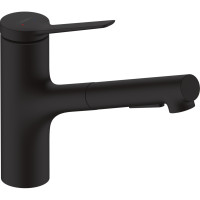 Hansgrohe Змішувач для кухні Zesis M33, довж.виливу - 219мм, витяжний, 1важіль, KM150, матовий чорний (74800670)