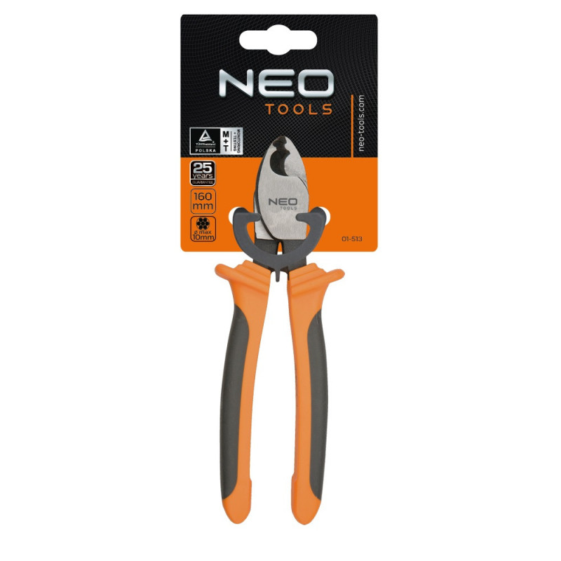 Neo Tools Cable cutter Neo Tools, for copper and aluminum cables up to 10mm, 160mm, CrV (01-513)