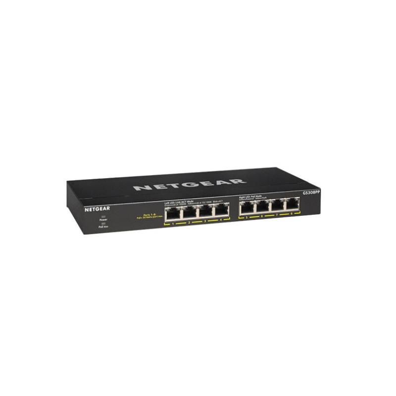 NETGEAR Комутатор GS308PP 8xGE PoE+ (83Вт), FlexPoE, некерований (GS308PP-100EUS)