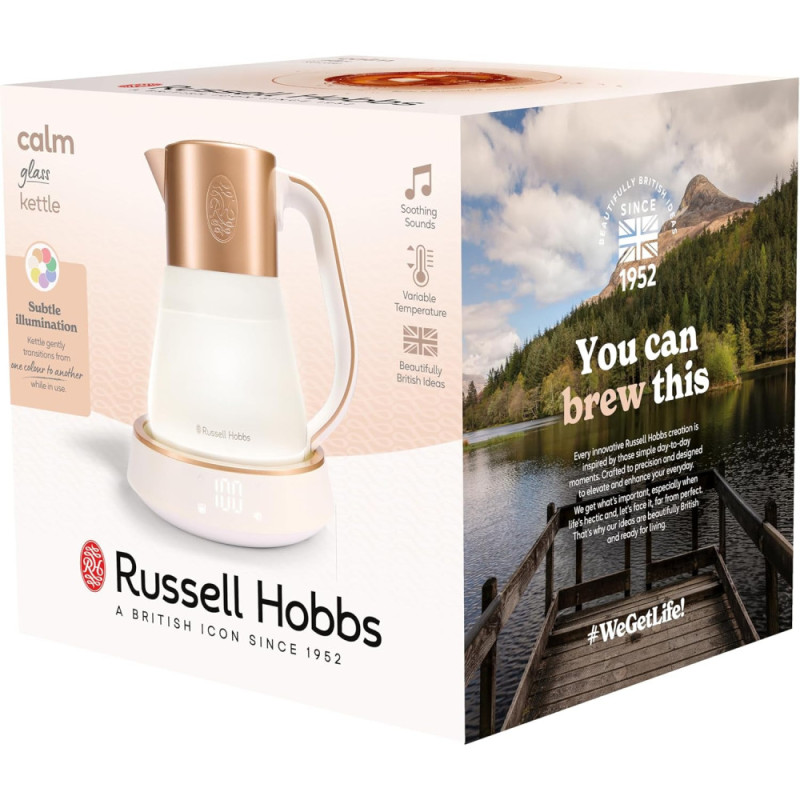 Russell Hobbs Electric kettle Calm, 1.7L, glass, white-copper (27450-70)