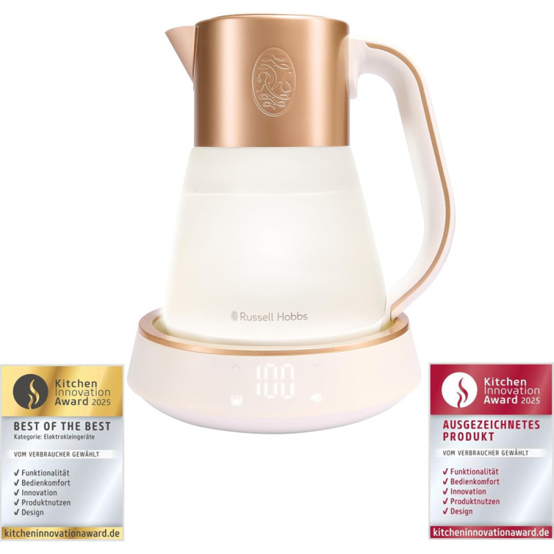 Russell Hobbs Electric kettle Calm, 1.7L, glass, white-copper (27450-70)