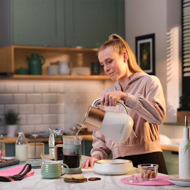 Russell Hobbs Electric kettle Calm, 1.7L, glass, white-copper (27450-70)