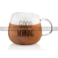 ARDESTO Mug Set with handles Good Morning, 430ml, 2pcs, borosilicate glass, transparent (AR2643BMR)