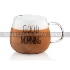 ARDESTO Mug Set with handles Good Morning, 430ml, 2pcs, borosilicate glass, transparent (AR2643BMR)