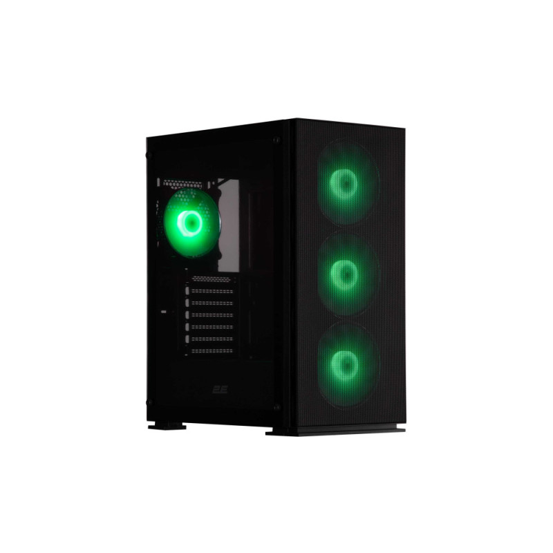 2E Gaming PC case Virtus Neo G3301N without PSU, 2xUSB3.0, 1xUSB2.0, 3x140mm ARGB, 1x120mm ARGB, VGA 340mm, LCS ready, controller with remote, TG Side Panel, ATX, black (2E-G3301N)