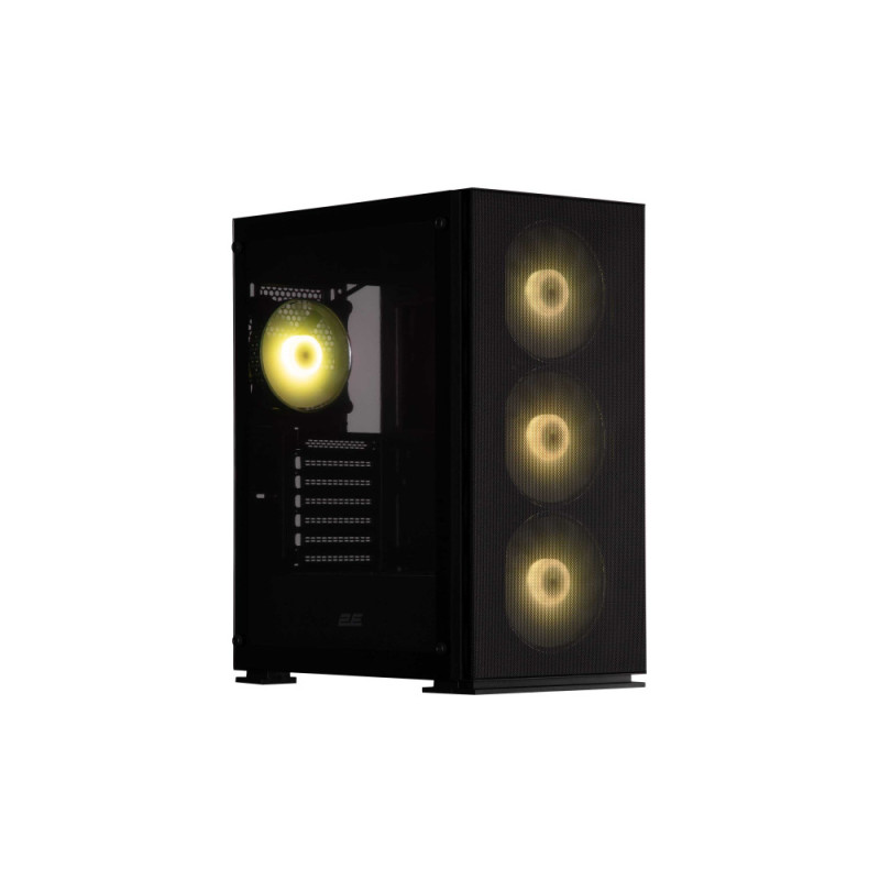 2E Gaming PC case Virtus Neo G3301N without PSU, 2xUSB3.0, 1xUSB2.0, 3x140mm ARGB, 1x120mm ARGB, VGA 340mm, LCS ready, controller with remote, TG Side Panel, ATX, black (2E-G3301N)