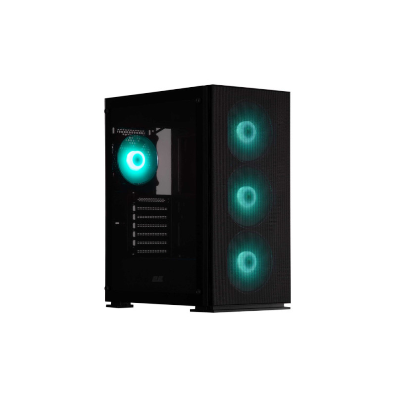 2E Gaming PC case Virtus Neo G3301N without PSU, 2xUSB3.0, 1xUSB2.0, 3x140mm ARGB, 1x120mm ARGB, VGA 340mm, LCS ready, controller with remote, TG Side Panel, ATX, black (2E-G3301N)