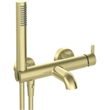 Deante Shower set Silia with bathtub mixer, hand shower, handle - wall-mounted, brushed gold (BQS_R11M)