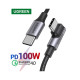 Дата кабель USB-C 2.0 to USB-C 3.0m 90° corner US334 black Ugreen (20583)