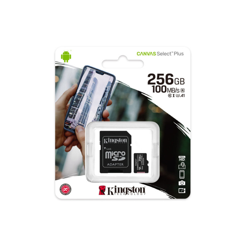 Kingston Карта пам'яті microSD 256GB C10 UHS-I R100/W85MB/s + SD (SDCS2/256GB)
