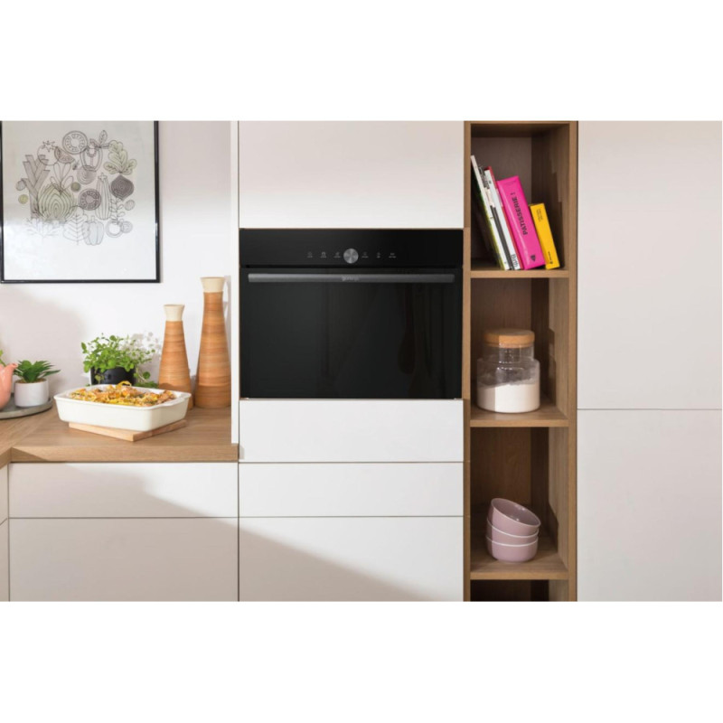 Gorenje Духовой шкаф электрический компактный, 50л, A+, дисплей, ф-ция СВЧ, черный (BCM4547DG)